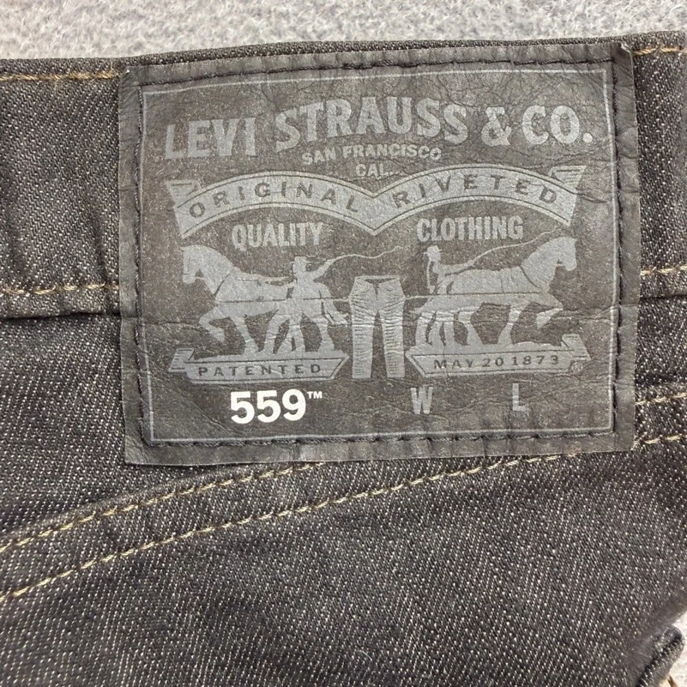 Levis 559 Jeans Relaxed Straight Fit 42x36 (FIT 42x35) Black Denim Stretch Pants